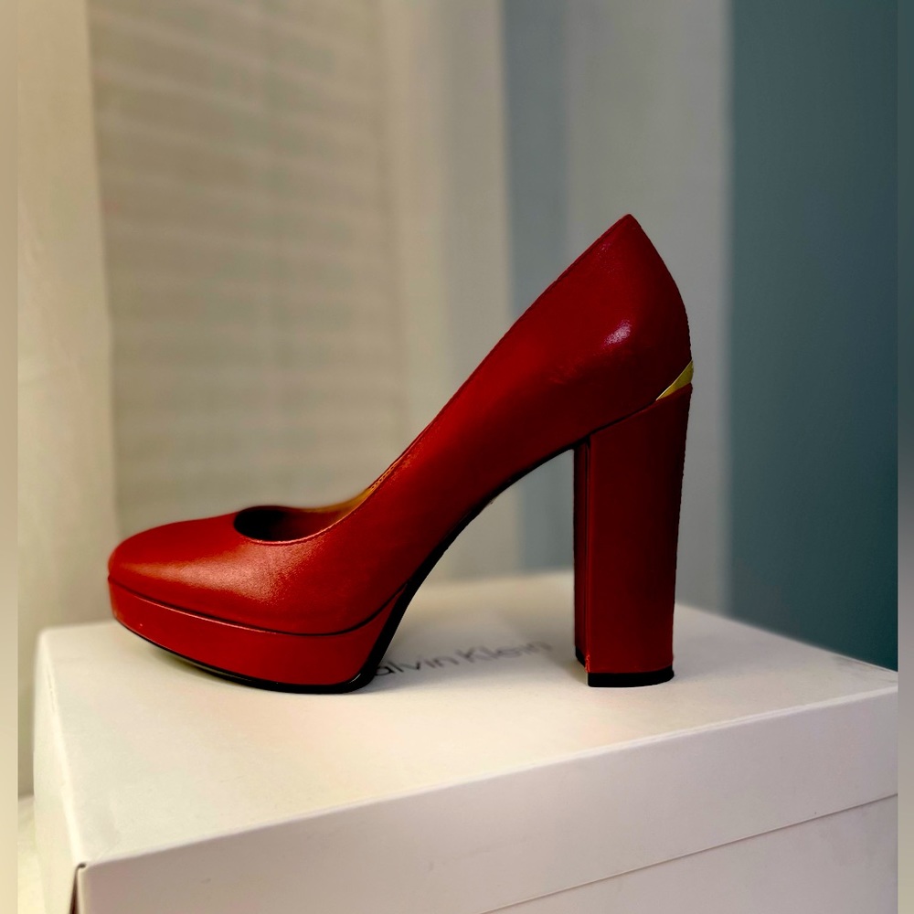 Calvin Klein Monica bock heels, dark red